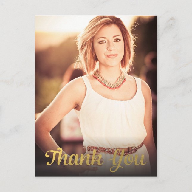 Cartão Postal Formando De Graduação De Folha De Ouro Obrigado Ca (Frente)