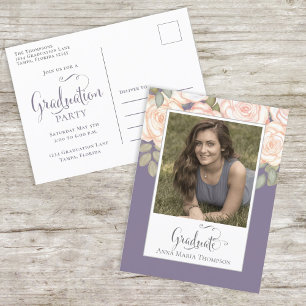 Cartão Postal Formando Elegante Mola Floral de Aquarela Roxo