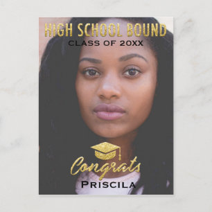 Cartão Postal Formando Fotografia Classe do Ano Nome Dourado Gli