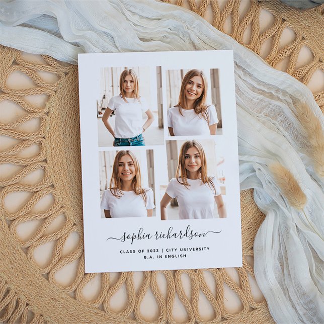 Cartão Postal Formando | Layout Moderno de Quatro Colagens de Fo (Criador carregado)