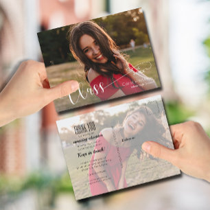 Cartão Postal Formando White Script Foto Muito Obrigado