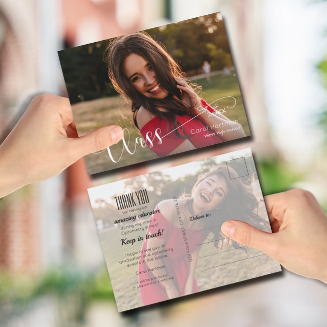 Cartão Postal Formando White Script Foto Muito Obrigado (Criador carregado)