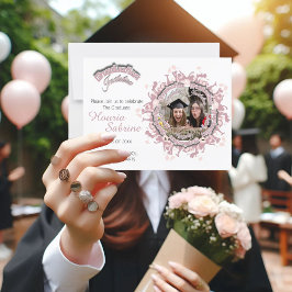 Cartão Postal Formandos cor-de-rosa foto de borda da silhueta Co