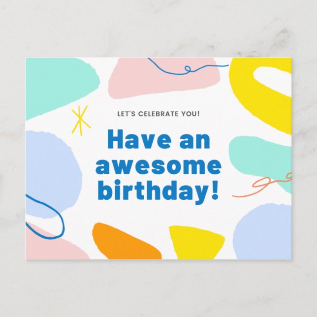 Cartão Postal Formas Coloridas Pastel (Frente)