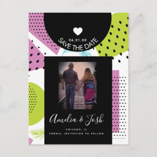 Cartão Postal Formas de Colagem de Verão Padrão Salvar a Data