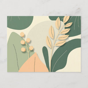Cartão Postal Formas de Plantas Abstratas e Curvas Orgânicas Sua