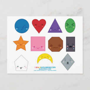 Cartão Postal Formas de Pré-Escolas Kawaii