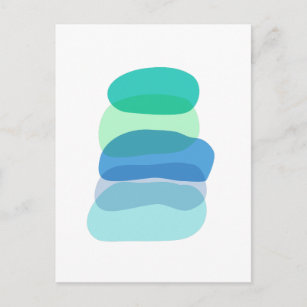 Cartão Postal Formas geométricas bonito de Abstrato em Azul e Ve