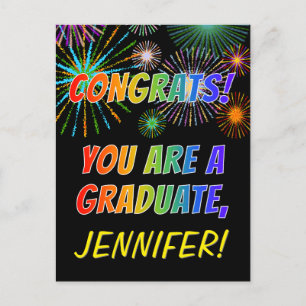 Cartão Postal Formatura Colorida Parabéns + Nome Personalizado