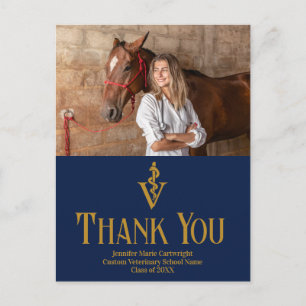 Cartão Postal Formatura na Escola de Veterinária Azul Marinho Ob