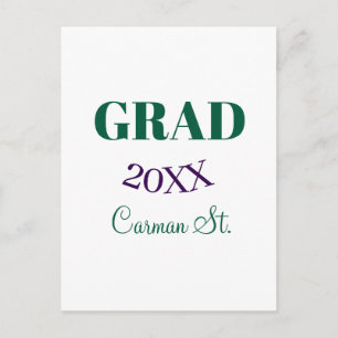 Cartão Postal formatura parabéns verde roxo negrito ano 20XX gra