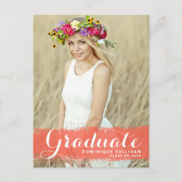 Cartão Postal Formatura Splash Aquarela Coral Foto