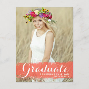 Cartão Postal Formatura Splash Aquarela Coral Foto
