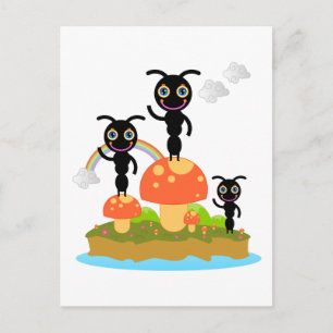 Cartão Postal Formigas e cogumelos