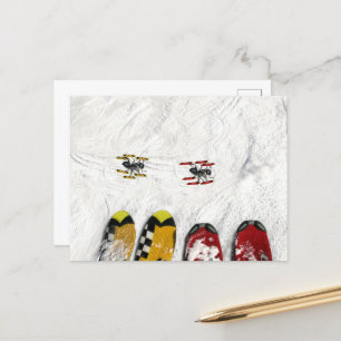 Cartão Postal Formigas esquiando