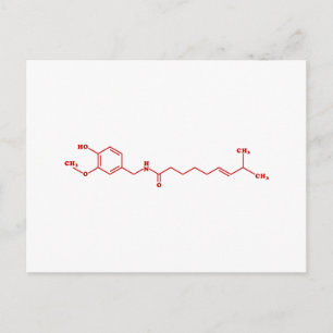 Cartão Postal Fórmula Química Molecular de Capsaicina Chili