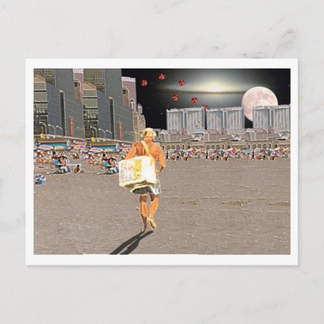 Cartão Postal Fornecedor do sorvete na praia (Frente)