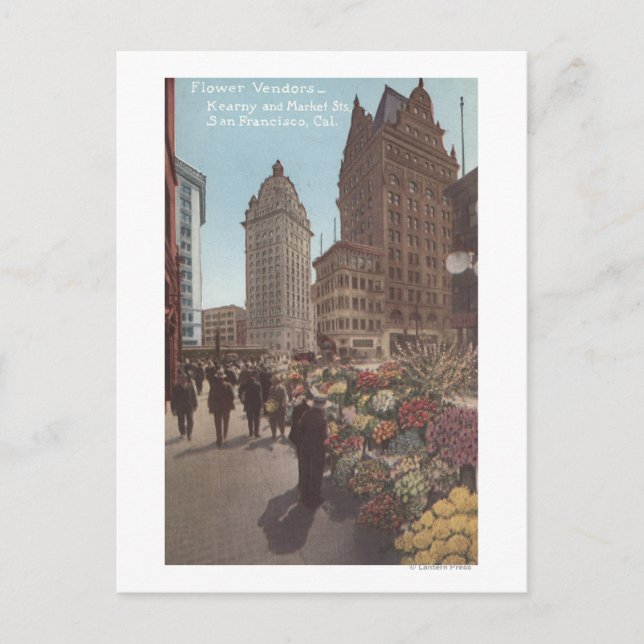 Cartão Postal Fornecedores Flores, Kearny e Ruas de Mercado (Frente)