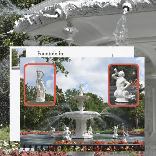 Cartão Postal Forsyth Fountain Park Savannah GA Fotografia