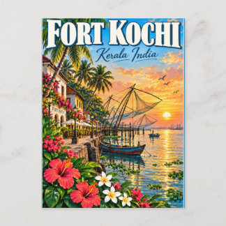 Cartão Postal Fort Kochi Kerala India Vintage Travel