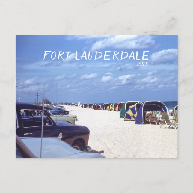 Cartão Postal Fort Lauderdale Beach Cabanas Retro Viagem Image (Frente)