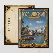 Fort Lauderdale Flórida Arte Deco Vintage Dourado