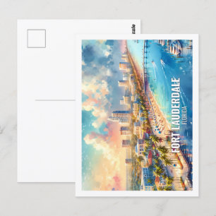 Cartão Postal Fort Lauderdale Flórida, EUA, famoso Place, aquare