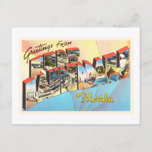 Cartão Postal Fort Lauderdale Florida FL Viagens vintage Souveni