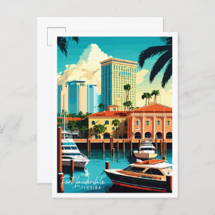 Cartão Postal Fort Lauderdale viagens vintage da Flórida