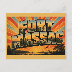 Cartão Postal Fort Massac Falésias do Rio Illinois Floresta Arte