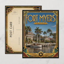 Fort Myers Flórida Arte Deco Vintage Era de Ouro
