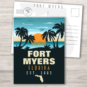 Cartão Postal Fort Myers Florida Beach - Retro Sunset 60s