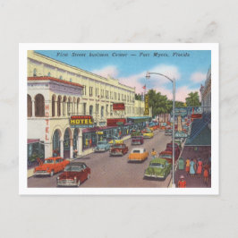 Cartão Postal Fort Myers, na Flórida, cena da primeira rua