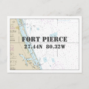 Cartão Postal Fort Pierce FL Gráfico náutico Latitude Longitude