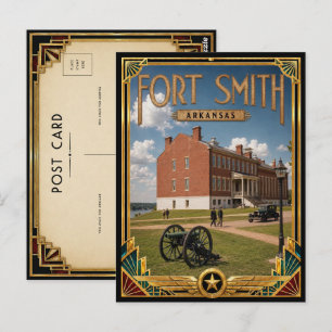 Cartão Postal Fort Smith Arkansas Arte Deco Vintage Idade Dourad