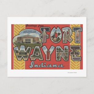 Cartão Postal Fort Wayne, Indiana - Cenas com Letras Grandes