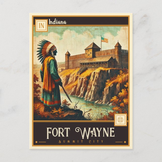 Cartão Postal Fort Wayne, Indiana | Vintage (Frente)