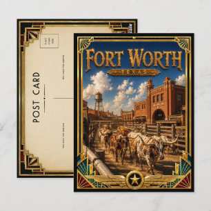 Cartão Postal Fort Worth Texas Arte Deco Vintage Idade Dourada