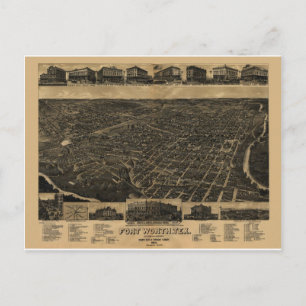 Cartão Postal Fort Worth, Texas Birds Eye Ver 1886
