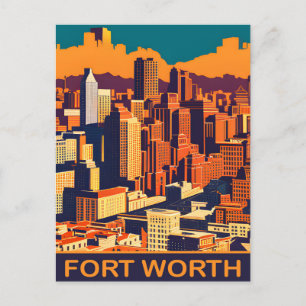 Cartão Postal Fort Worth, Texas, City Skyline, Viagem