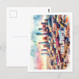 Cartão Postal Fort worth Texas Locais de Viagem Famosos aquarela