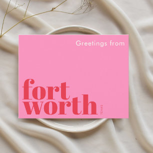 Cartão Postal Fort Worth Texas moderno rosa vermelho