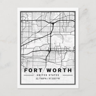 Cartão Postal Fort Worth Texas USA Viagem City Map Poster