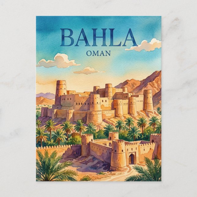 Cartão Postal Forte de Bahla Omã (Frente)
