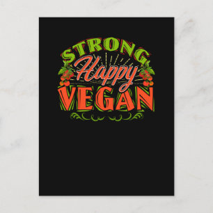 Cartão Postal Forte e feliz estilo de vida com vegetariano basea
