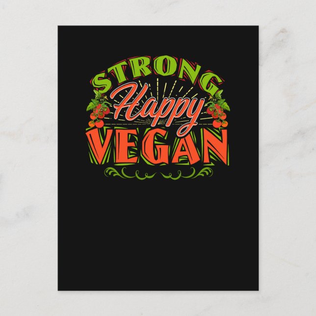 Cartão Postal Forte e feliz estilo de vida com vegetariano basea (Frente)
