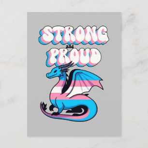 Cartão Postal Forte E Orgulhosa - Dragão Do Orgulho Transgênero