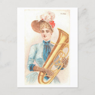 Cartão Postal Forte Série Women #36: Tuba Player Vintage