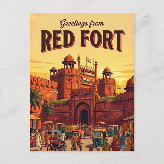 Cartão Postal Forte Vermelho Índia (Frente)