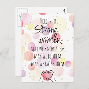 Cartão Postal Fortes Mulheres - Bolhas Motivacionais De Aquarela